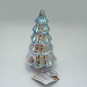 Crescent Enterprise 9" Iridescent Glass Light Up Tree NIB Batteries Included